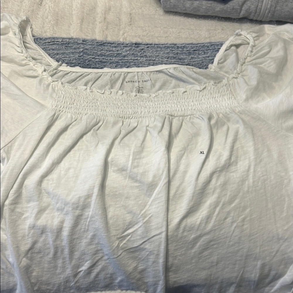 American Eagle Outfitters White Smocked Top